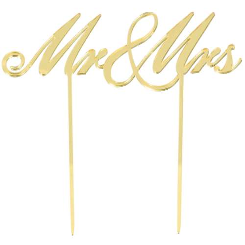 Mr and Mrs Gold Mirror Cake Topper
